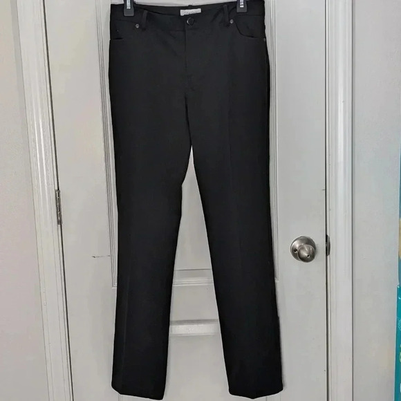 Calvin Klein Women's Stretch Mid Rise Straight Leg Pants - Picture 2 of 11